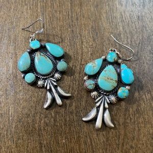 Beautiful Native American sterling silver and natural turquoise earrings